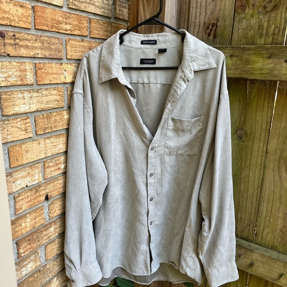 Van Heusen Soft Suede Shirt in Light Gray - Picture 1 of 3